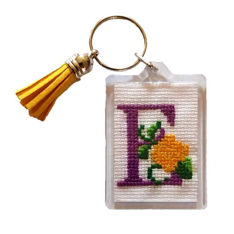 E Floral Keyring